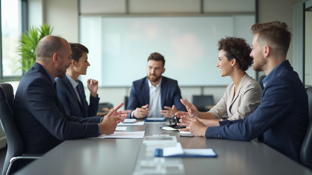 Профессиональная фотография группы деловых людей на деловой встречи в современном офисе