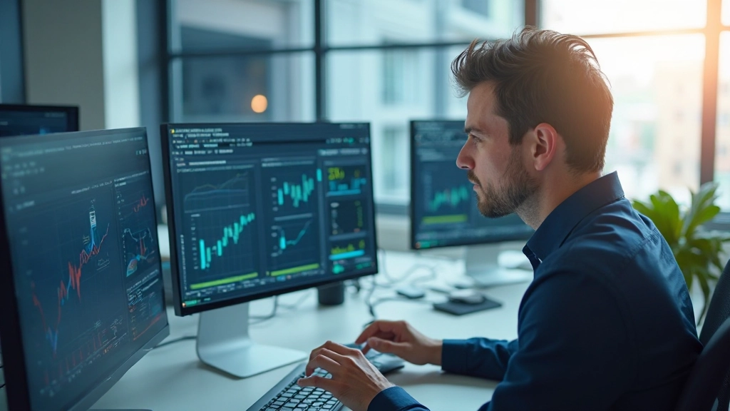 Профессиональный анализ данных на современном рабочем месте с графиками и аналитическими инструментами