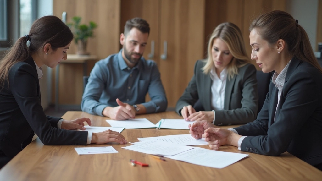 Группа профессионалов обсуждают стратегию в современном офисе за столом